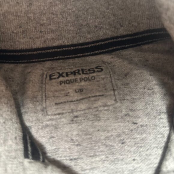 Express Mens Gray Short Sleeve Polo Shirt Size L 100% Cotton - Picture 4 of 7